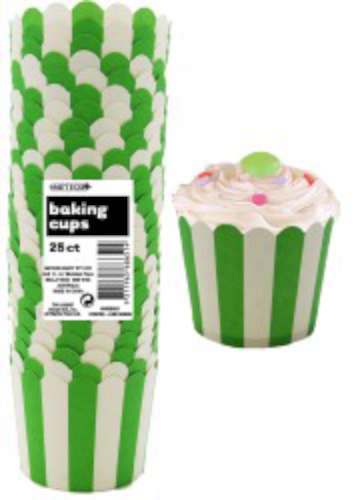Baking Cups - Lime Green Stripes - Click Image to Close